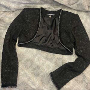 Karl Lagerfeld Black & Sparkly Textured Crop Bolero Evening Jacket Size 2 NWOT